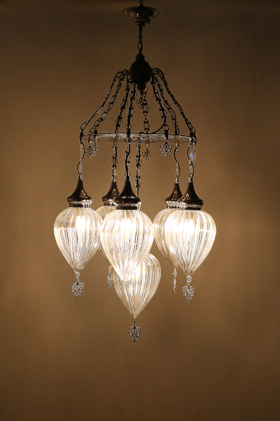 Stylish Design Edition Chandelier with 6 Special Pyrex Glasses